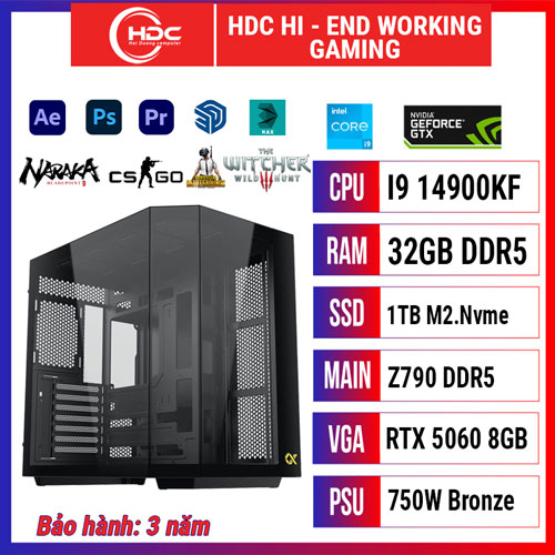 HDC HI - END - WORKING I9 14900KF / RAM 32GB / SSD 1TB NVME M.2 / Z790 / RTX 5060 8GB